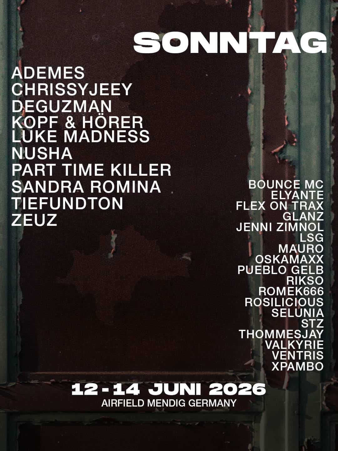 Lineup Sonntag 2026
